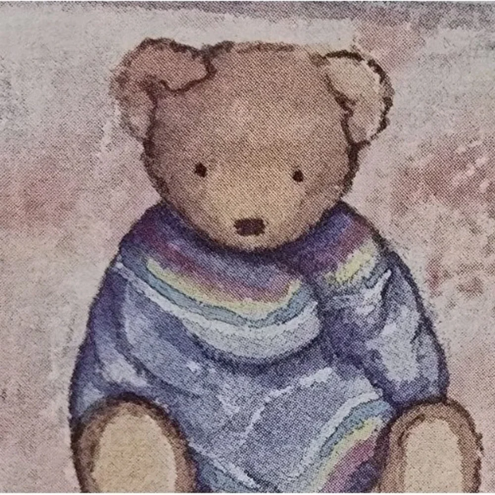 Y2K FIGI Graphics Teddy Bear Nursery Art‎ Pastel Baby Room Decor Tom Tom Teddy